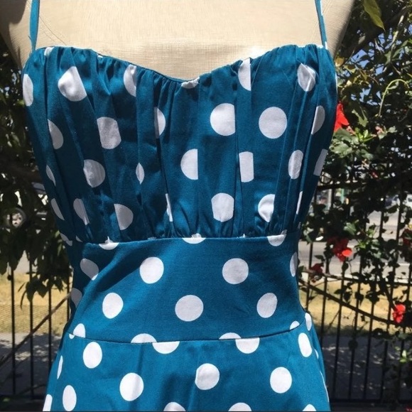 Polka Dot Dress Turquoise NWOT Sz M - Picture 3 of 5
